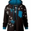 Lily | Black & Blue Floral Pocket Hi-Low Hoodie - Women