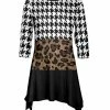 Lily | Black & Brown Houndstooth Leopard Sidetail Tunic - Women