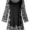 Lily | Black & White Floral Scoop Neck Tunic - Plus