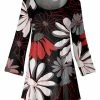 Lily | Black & Red Floral Scoop Neck Tunic - Women