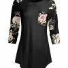 Lily | Black & Pink Floral Pocket Raglan Tunic - Plus