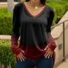 Lily | Black & Red Ombré V-Neck Tunic - Plus