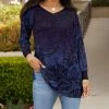 Lily | Purple & Blue Abstract Long-Sleeve V-Neck Tunic - Plus