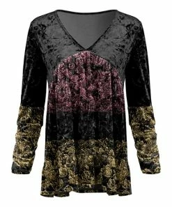 Lily | Black & Beige Floral Velvet V-Neck Tunic - Plus