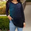 Lily | Purple & Navy Abstract Ombré Long-Sleeve V-Neck Tunic - Women