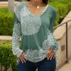 Lily | Turquoise & White Abstract V-Neck Tunic - Plus