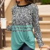 Lily | Aqua & Black Zebra Twist-Hem Long-Sleeve Tunic - Plus