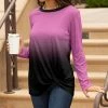 Lily | Pink & Black Ombré Twist-Front Long-Sleeve Tunic - Women