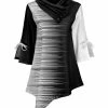 Lily | Black & White Ombré Color Block Cowl-Neck Tunic - Women