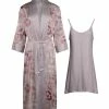 Lily | Rose & Taupe Nightgown & Robe Set - Women