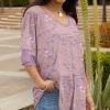 Lily | Lavender & Pink Rose V-Neck Tunic - Plus