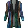 Lily | Blue & Green Abstract Pocket Velvet Cardigan - Women
