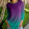 Lily | Purple & Turquoise Ombré Long-Sleeve Tunic - Plus