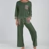 Lily | Green & Olive Pin Dot Long-Sleeve Lounge Set - Plus