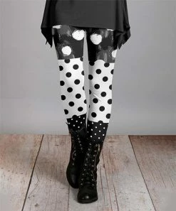 Lily | White & Black Polka Dot Leggings - Women