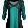 Lily | Teal & Black V-Neck Tunic - Women