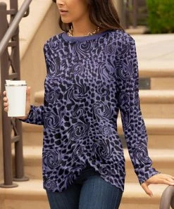 Lily | Black & Purple Abstract Leopard-Print Twisted-Hem Tunic - Plus