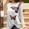 Lily | White & Orange Butterfly Twist-Front Long-Sleeve Tunic - Women