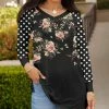 Lily | Black & Pink Floral Polka Dot V-Neck Long-Sleeve Raglan Tunic - Women