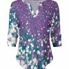 Lily | Purple & White Bokeh Long-Sleeve Notch Neck Top - Women