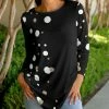Lily | Black & Beige Abstract Dot Jewel-Collar Long-Sleeve Tunic - Women