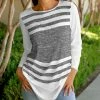 Lily | White & Heather Gray Stripe Jewel-Collar Long-Sleeve Tunic - Women