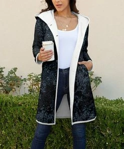 Lily | Blue & Black Floral Fleece Jacket - Women