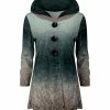 Lily | Teal & Gray Ombré Button-Accent Velvet Hooded Cardigan - Women