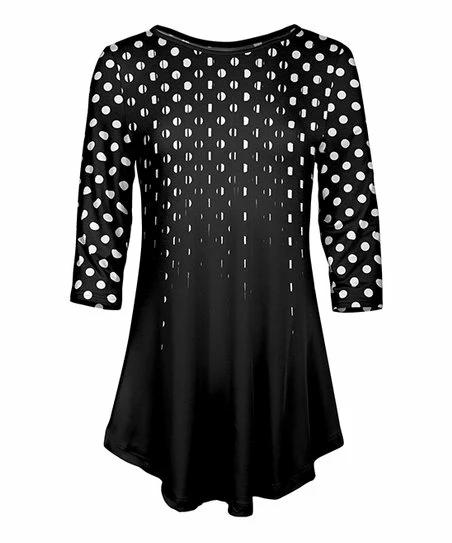 Lily | Black & White Polka Dot Fade Tunic - Plus 1 Lily | Black & White Polka Dot Fade Tunic - Plus