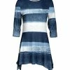 Lily | Blue & White Stripe Denim-Print Sidetail Tunic - Women