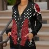 Lily | Black & Red Leopard Polka Dot Zip-Up Pocket Hoodie - Plus