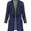 Lily | Blue & Navy Pocket Velvet Open Cardigan - Plus
