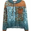 Lily | Blue & Brown Floral Abstract Pocket Hoodie - Women