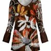 Lily | Brown & Rust Floral Velvet Scoop Neck Tunic - Plus