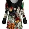 Lily | Black & Cream Floral Velvet Scoop Neck Tunic - Women