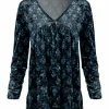 Lily | Navy & Blue Abstract V-Neck Velvet Tunic - Women