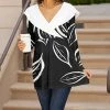 Lily | Black & White Leaves Cape Collar Tunic - Plus
