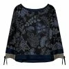 Lily | Navy & Olive Paisley Tie-Sleeve Sweater - Women