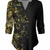 Lily | Black & Gold Star Sparkle Notch Neck Top - Plus