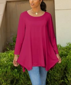 Lily | Fuchsia Handkerchief-Hem Tunic - Plus