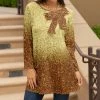 Lily | Gold Glitter-Print Bow Tunic - Women