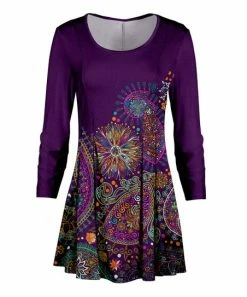 Lily | Purple Multicolor Abstract Three-Quarter Sleeve Tunic - Plus