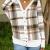 Lily | White & Brown Plaid Cardigan - Women & Plus