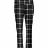 Lily | Black & White Plaid Wide-Waistband Straight-Leg Pants - Women