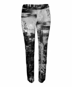 Lily | White & Black Abstract Velvet Pants - Women