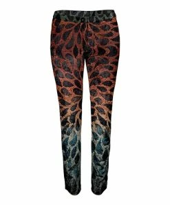 Lily | Teal & Rust Abstract Velvet Pants - Women