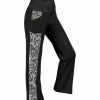 Lily | Black & White Lace-Print Active High-Waist Pocket Yoga Pants - Plus
