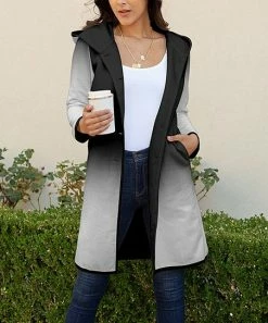 Lily | Gray & Black Ombré Hooded Cardigan - Women