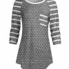 Lily | Gray Polka Dot & Stripe Chest-Pocket Raglan Tunic - Plus