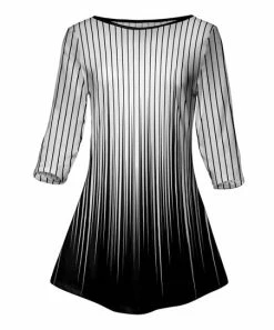 Lily | White & Black Ombre Three-Quarter Sleeve Tunic - Plus